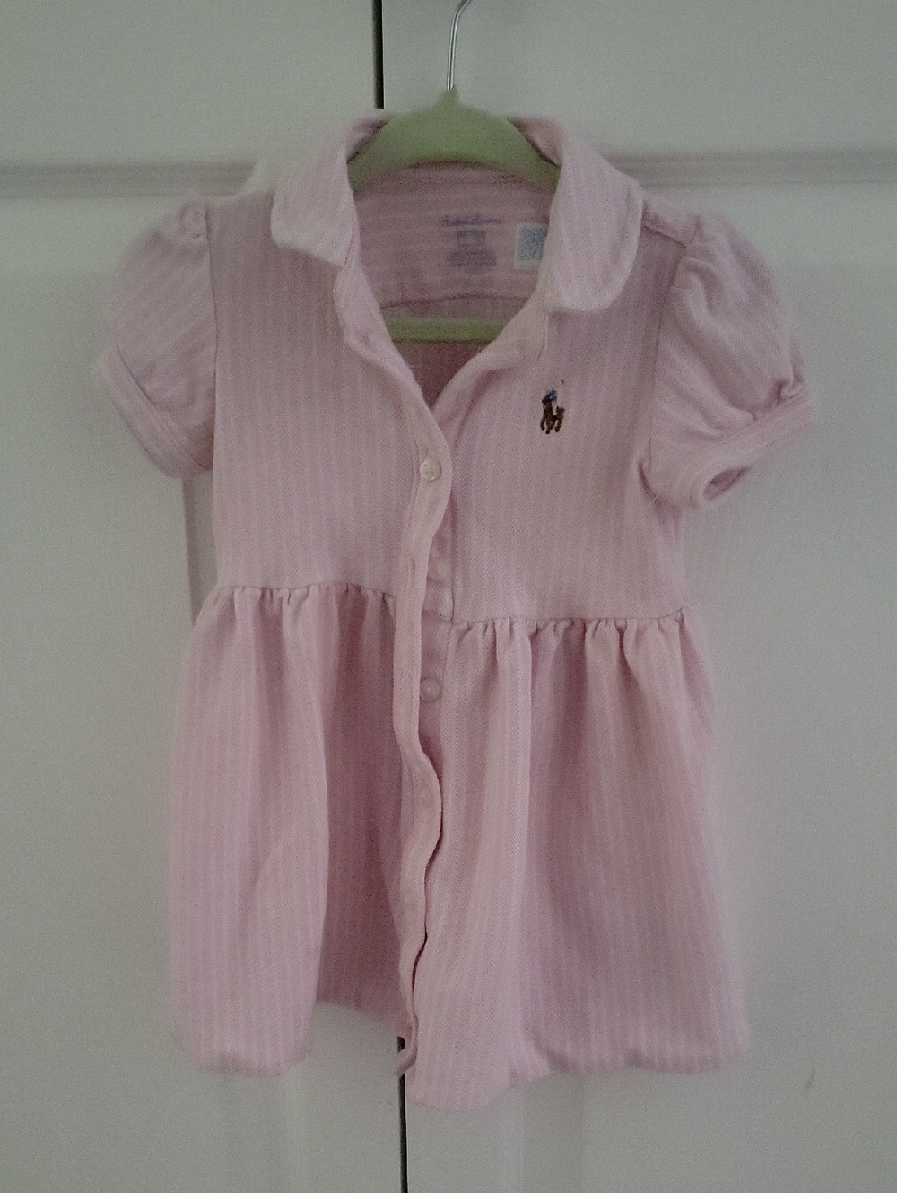Ralph Lauren Light Pink Striped Polo-Style Girls Shirt Dress
